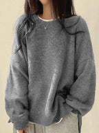 Strickpullover mit Drop-Shoulder, Rundhals und Schlitzsaum - Chic und gemütlich