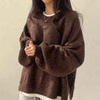 Strickpullover mit Drop-Shoulder, Rundhals und Schlitzsaum - Chic und gemütlich