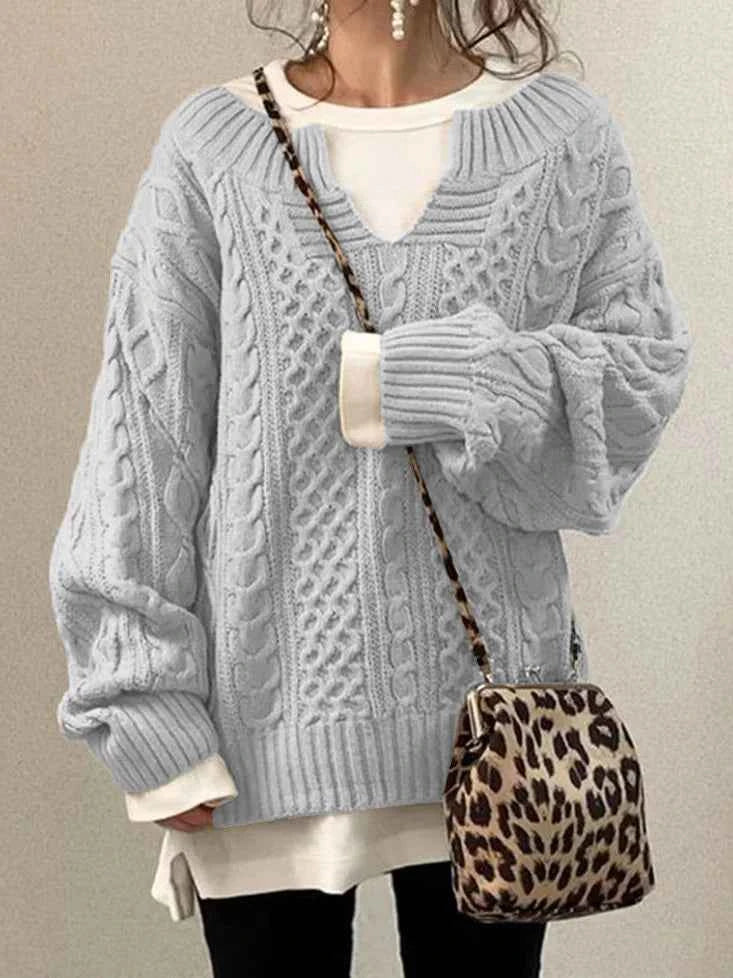 Eleganter Damen-Pullover mit modischem halboffenem Kragen