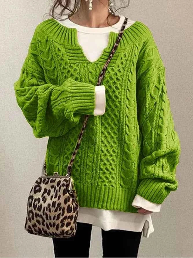 Eleganter Damen-Pullover mit modischem halboffenem Kragen