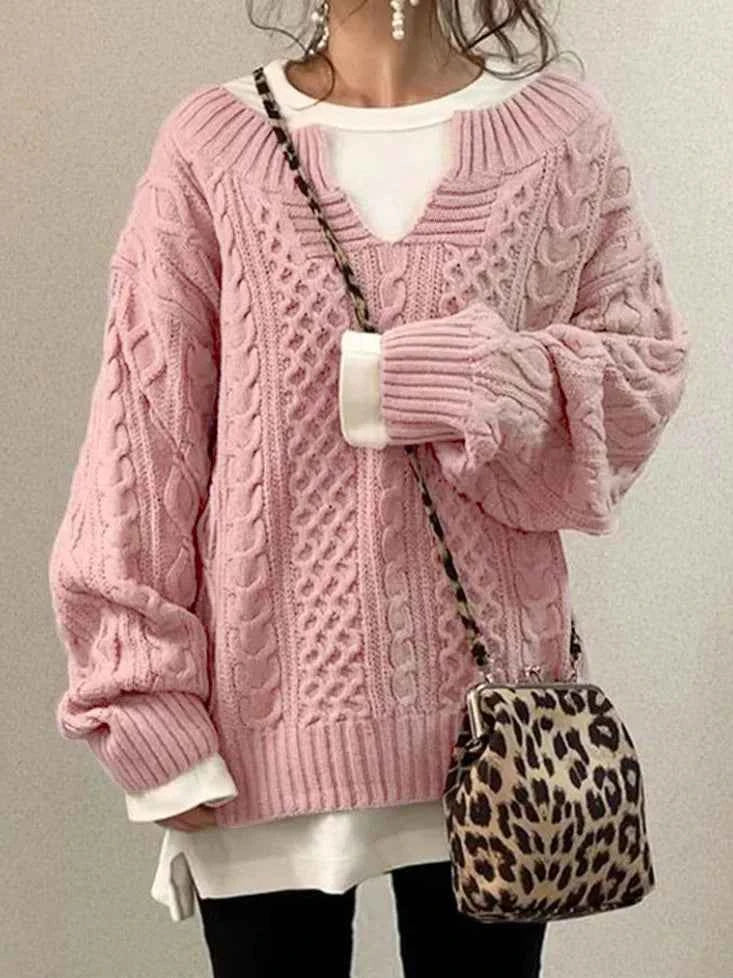Eleganter Damen-Pullover mit modischem halboffenem Kragen