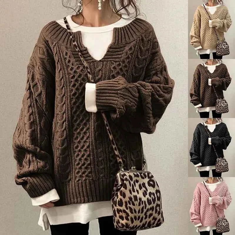 Eleganter Damen-Pullover mit modischem halboffenem Kragen