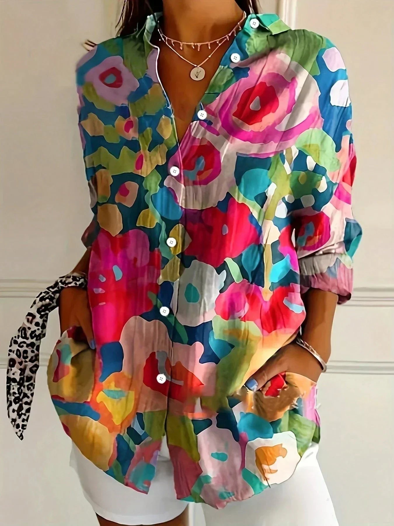 Astrid | Farbenfrohe Musterbluse
