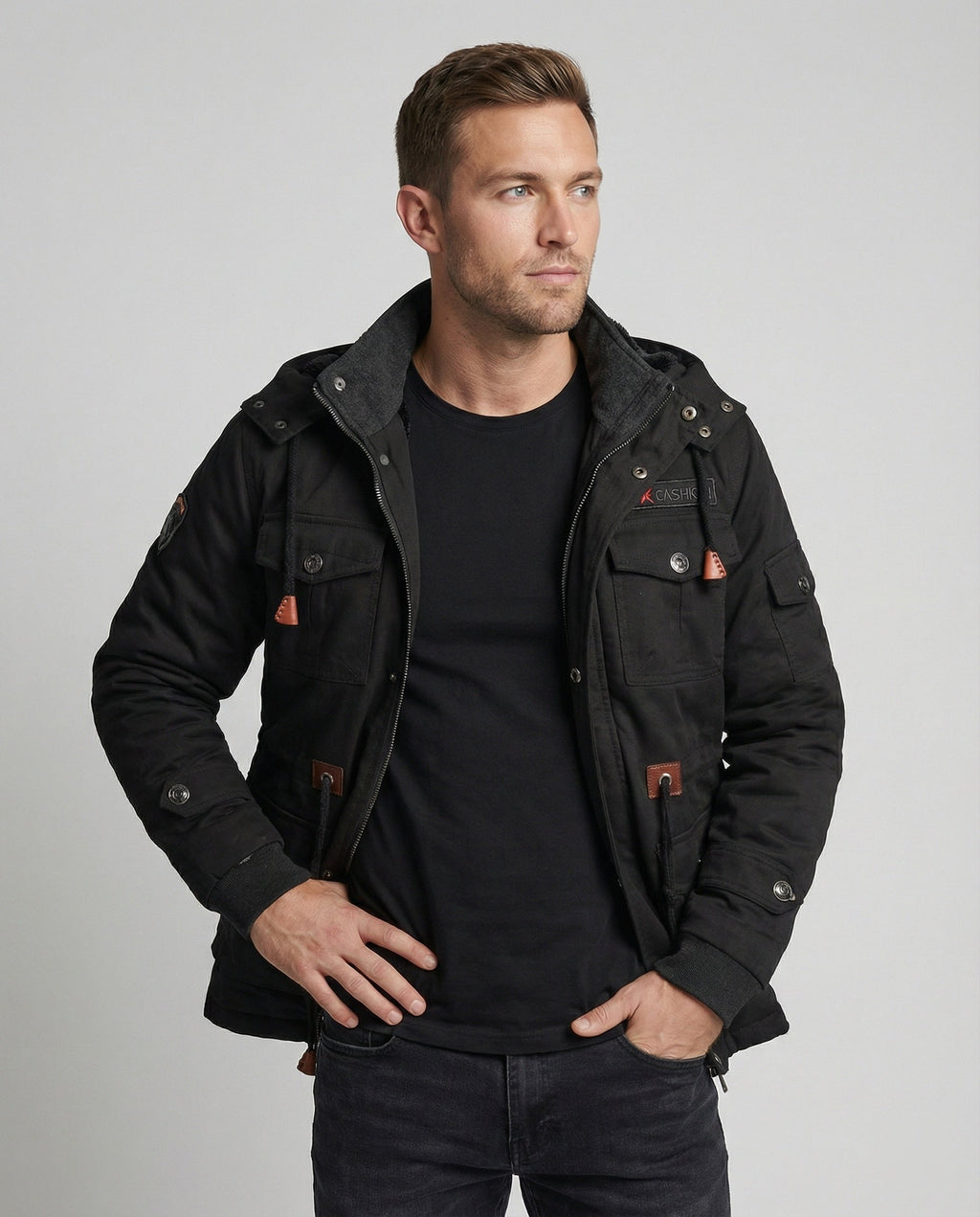 Andrin | Herren Winterjacke mit wärmendem Futter und Kapuze