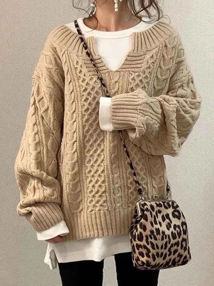 Eleganter Damen-Pullover mit modischem halboffenem Kragen