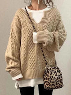 Eleganter Damen-Pullover mit modischem halboffenem Kragen