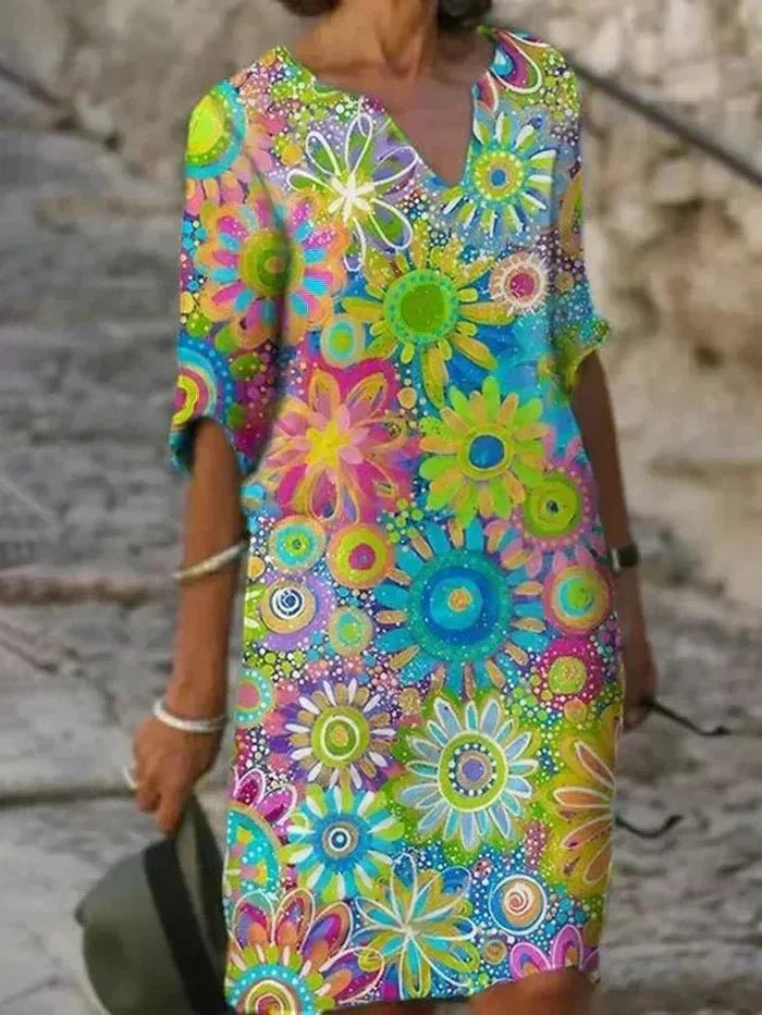 Nira | Lebhaftes Blumen-Midi-Kleid