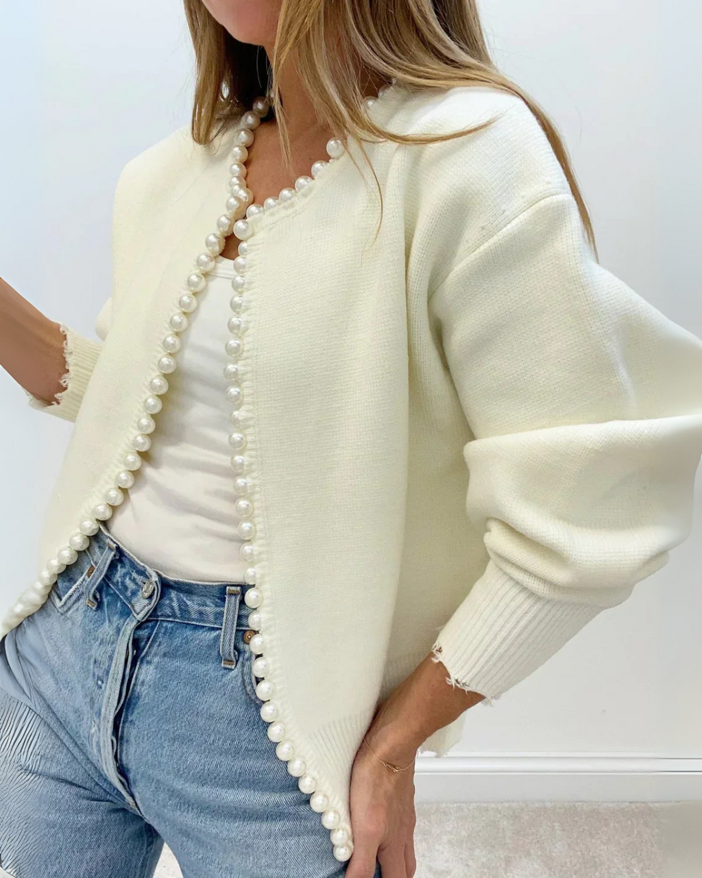 Kalina Eleganter Perlen-Cardigan für einen stilvollen Look Damen