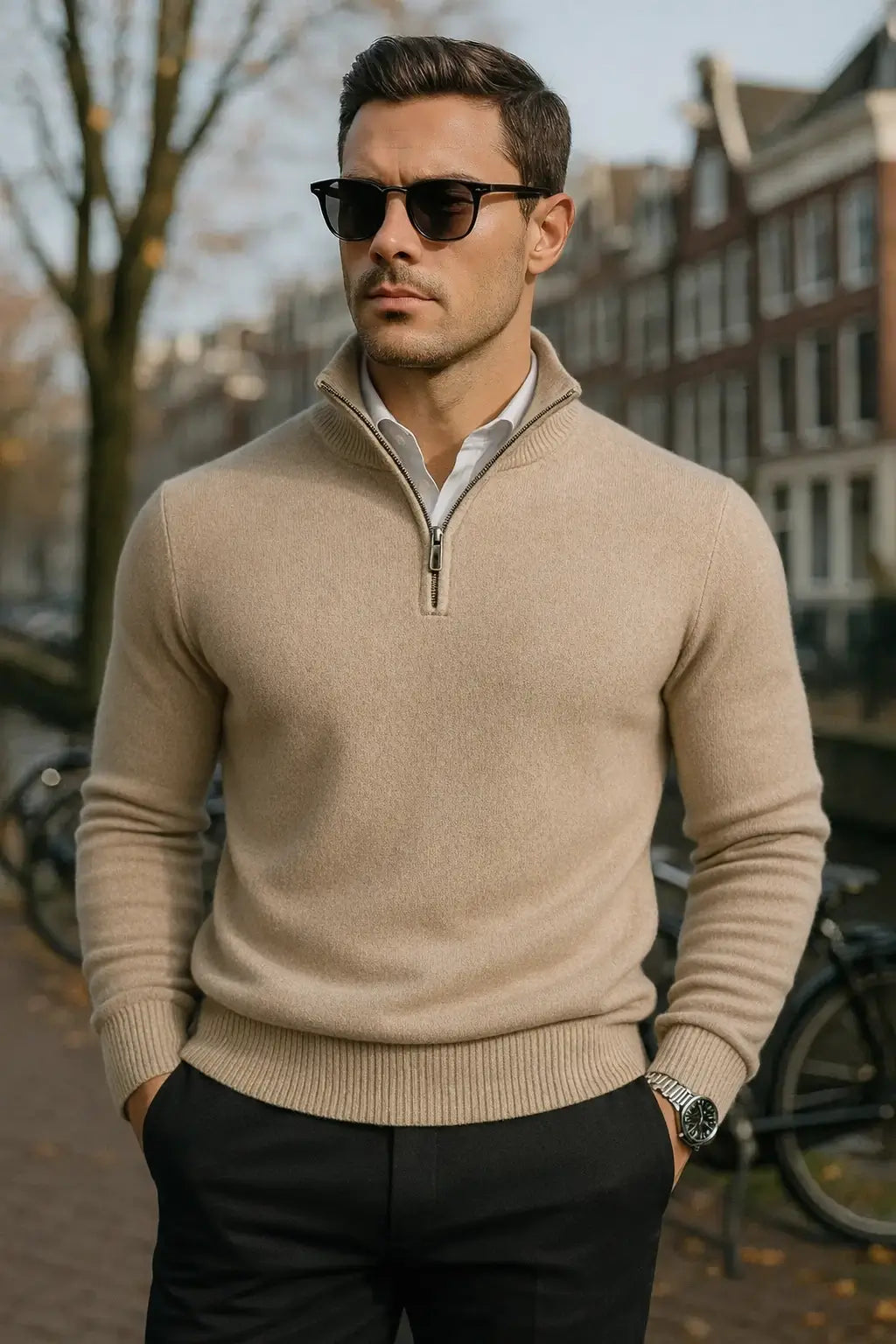 Windsor Herrenpullover mit Halbzipper
