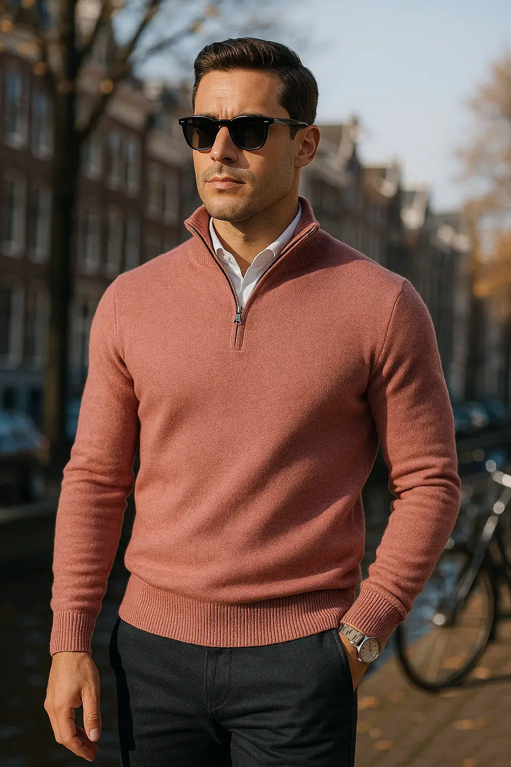 Windsor Herrenpullover mit Halbzipper