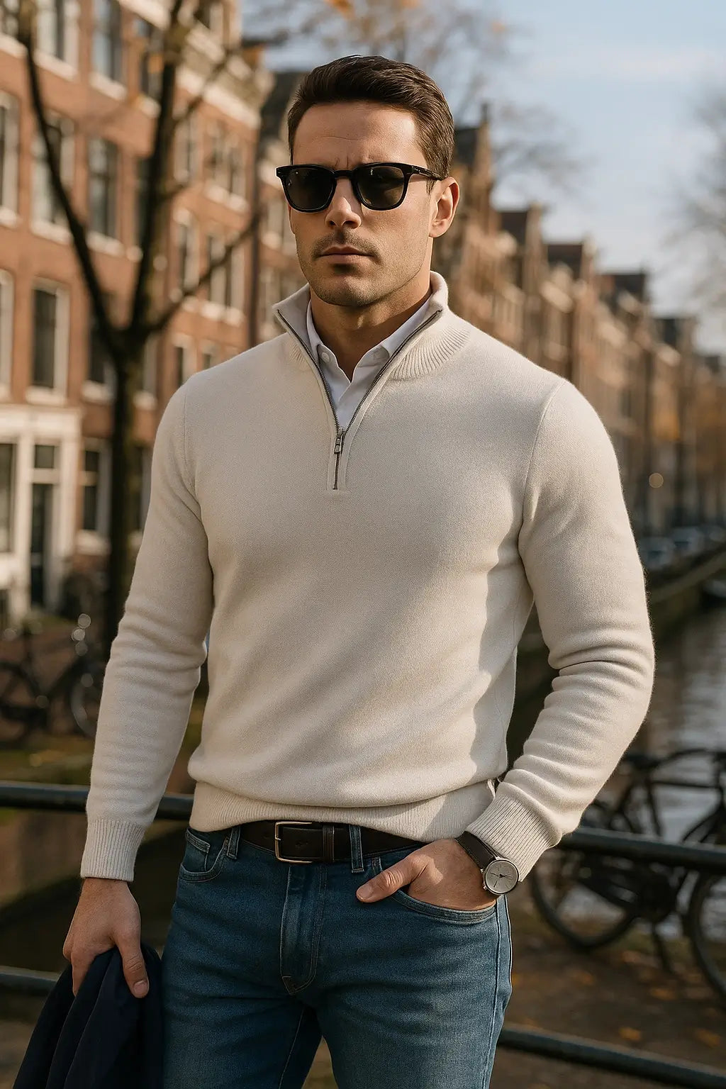 Windsor Herrenpullover mit Halbzipper
