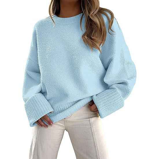 Kuscheliger Langarm-Rundhals-Pullover für Wärme und Komfort im Alltag