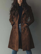 Claudia | Langer taillierter Trenchcoat mit zeitlosem zweireihigem Stil