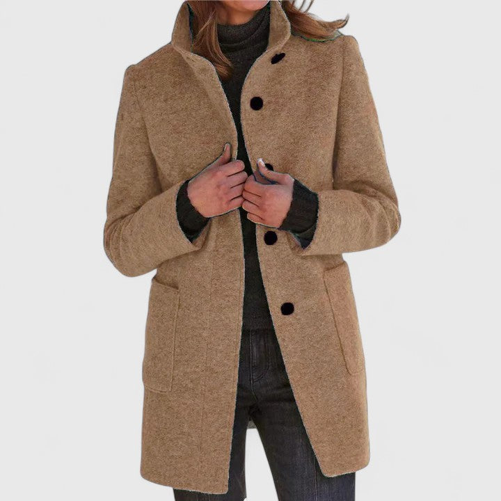 Avery | Women's Wool Coat - Button-Front Warmth