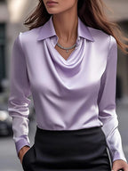 Hogan - Stilvolle, trendige Damenbluse im Satin-Look mit Wasserfallausschnitt