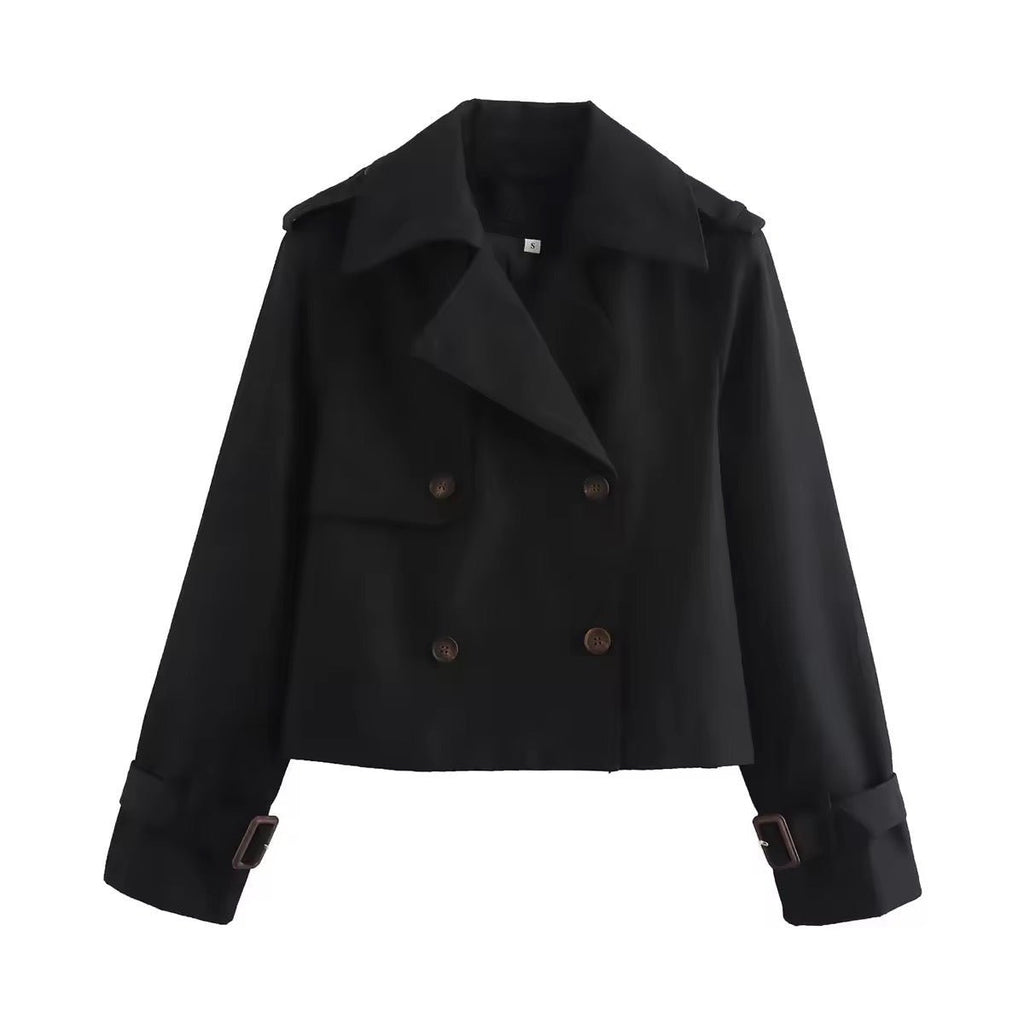 Isabelle | Eleganter kurzer zweireihiger Trenchcoat