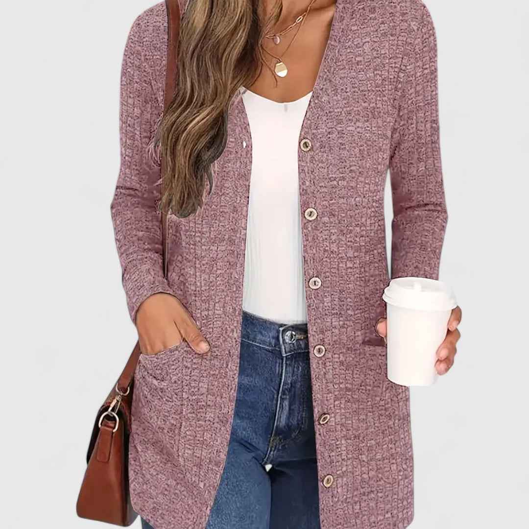 Bequemer V-Ausschnitt Cardigan für einen eleganten und lässigen Stil