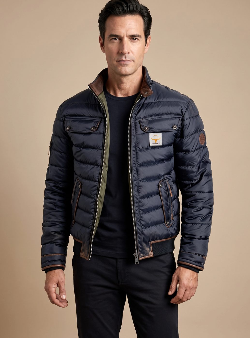 Sven | Herren gesteppte Winterjacke mit Stehkragen