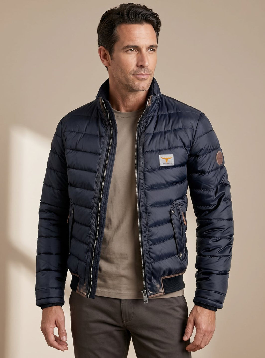 Sven | Herren gesteppte Winterjacke mit Stehkragen