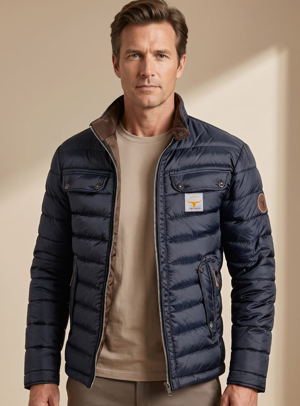 Sven | Herren gesteppte Winterjacke mit Stehkragen
