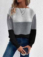 Stilvoller dreifarbiger Damen-Strickpullover für jeden Anlass