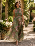 Paula | Midi-Kleid mit gerafftem Halterneck-Ausschnitt