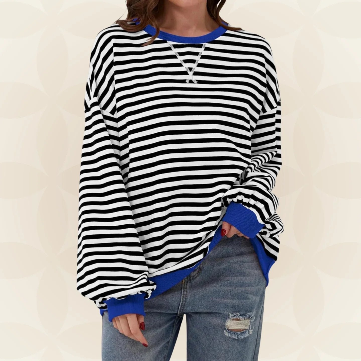 Karin | Streifenloser Lässiger Pullover