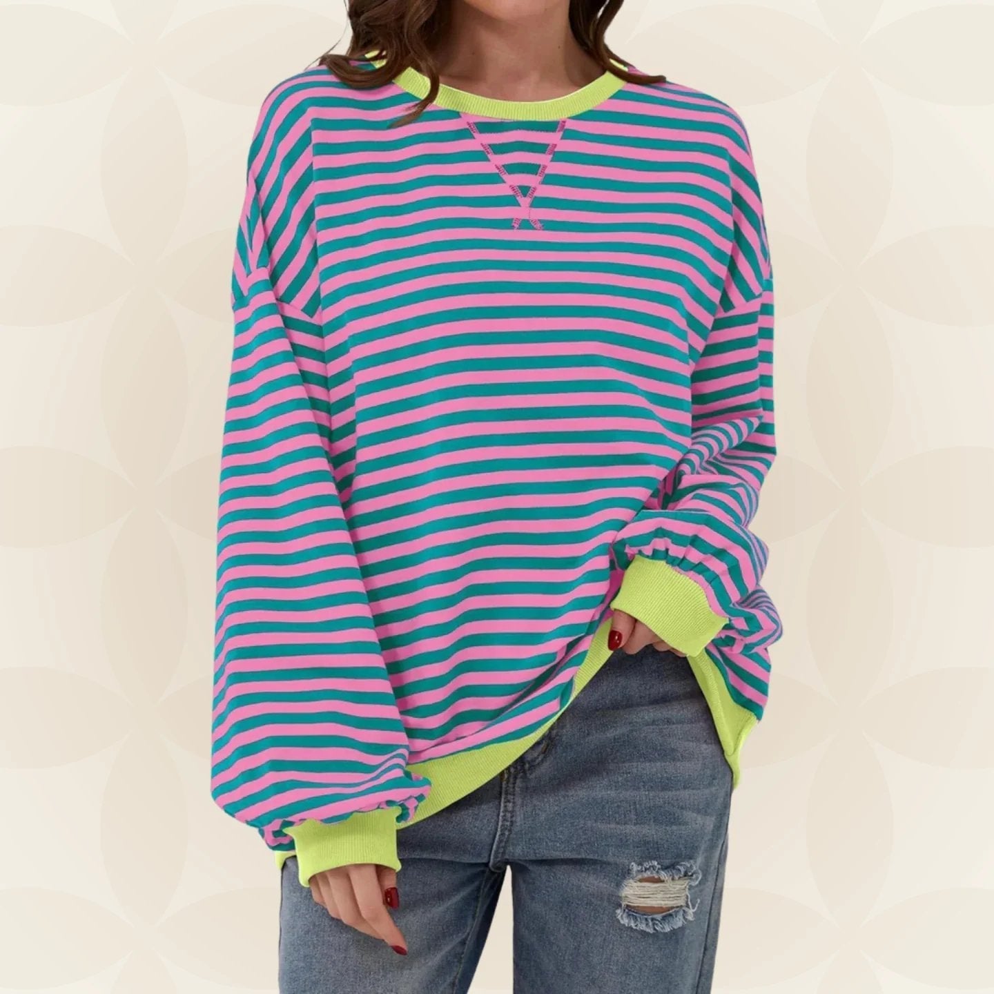 Karin | Streifenloser Lässiger Pullover