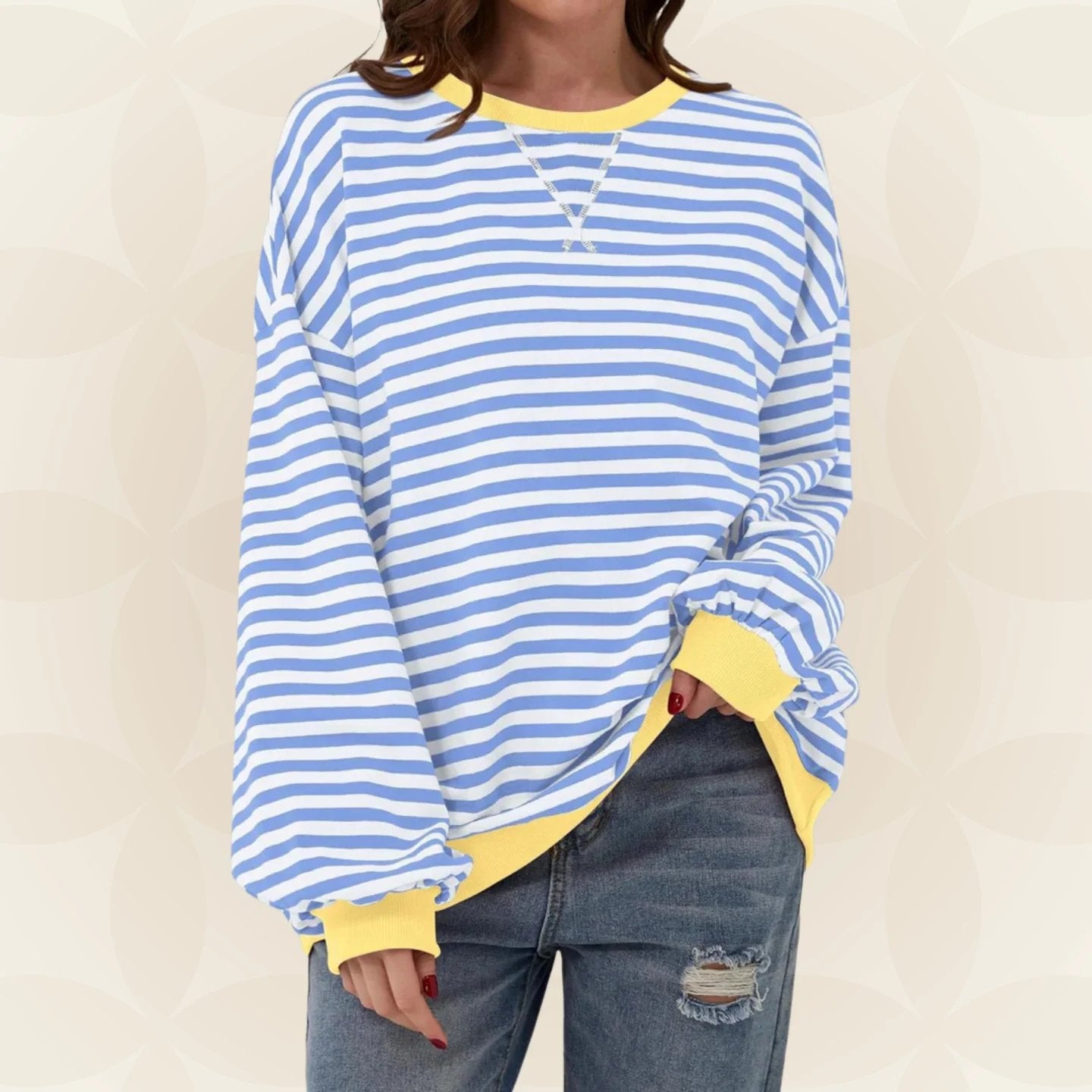 Karin | Streifenloser Lässiger Pullover