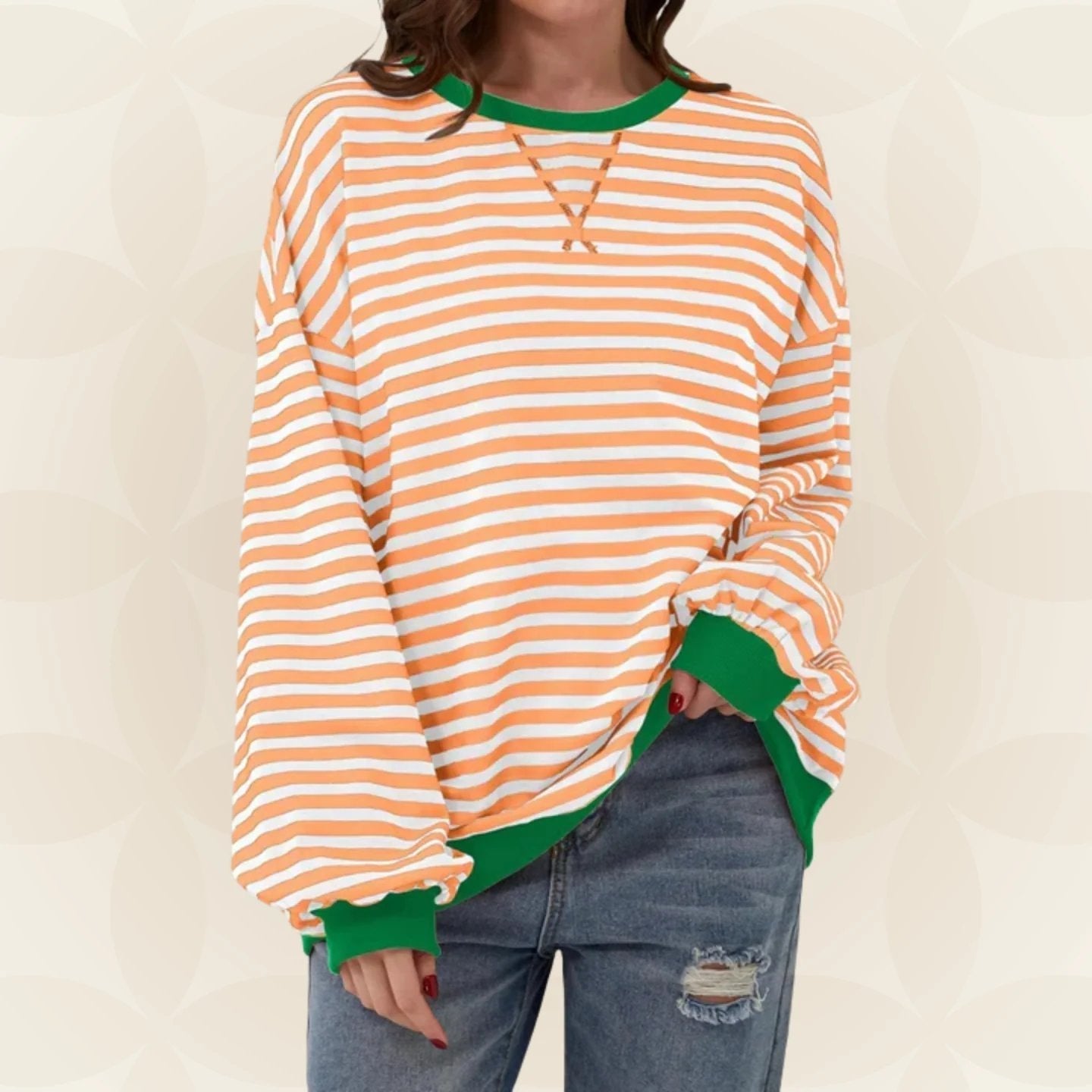 Karin | Streifenloser Lässiger Pullover
