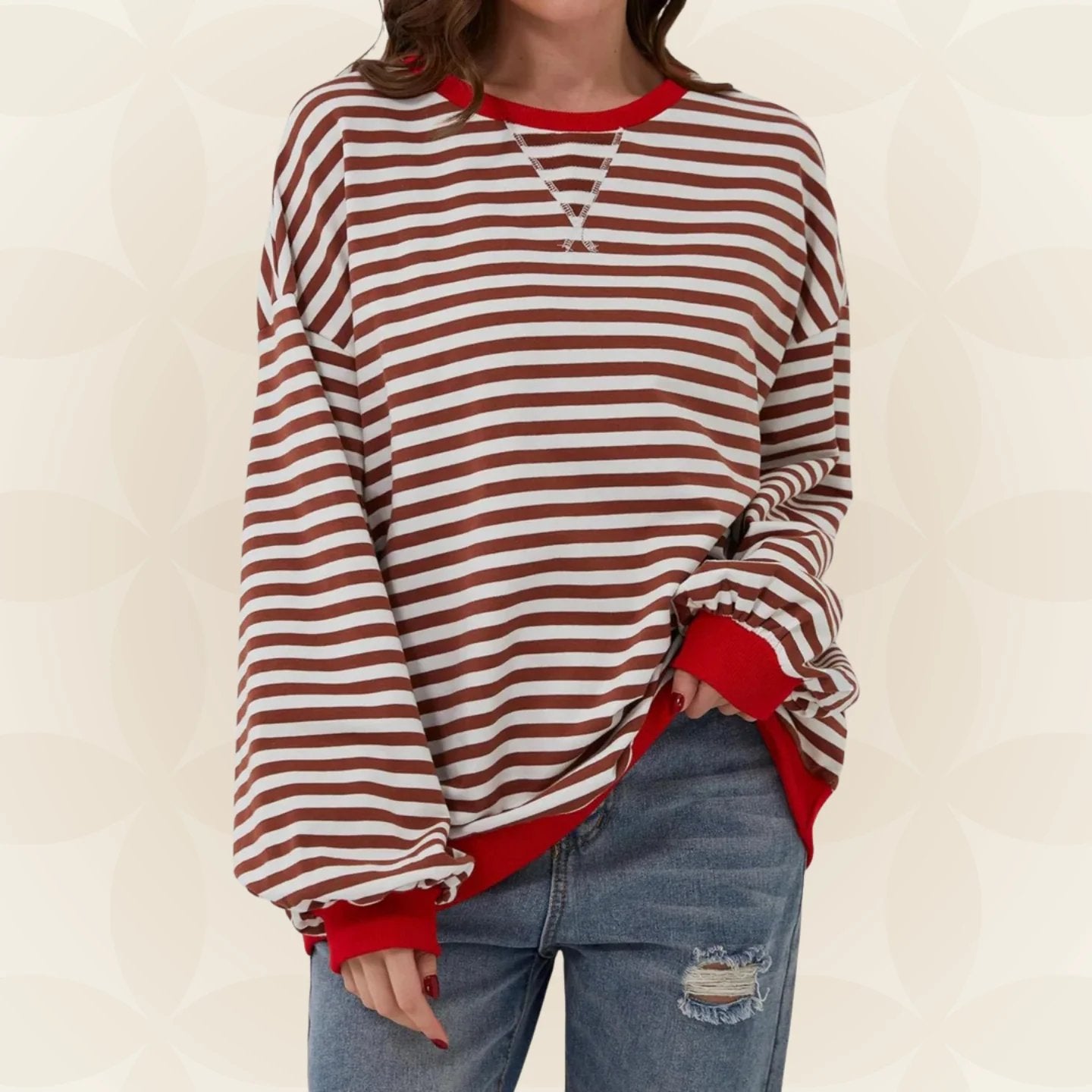 Karin | Streifenloser Lässiger Pullover