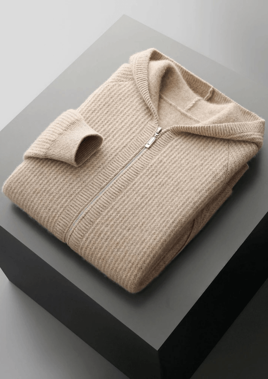 Hoodie mit Reißverschluss aus extrafeiner Merinowolle