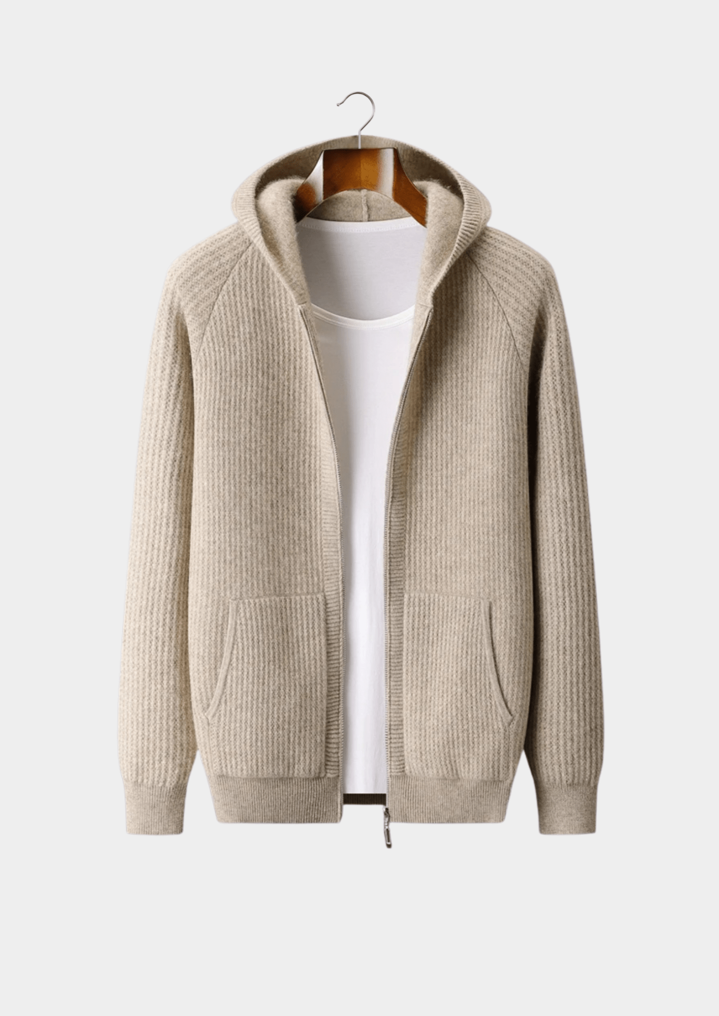 Hoodie mit Reißverschluss aus extrafeiner Merinowolle