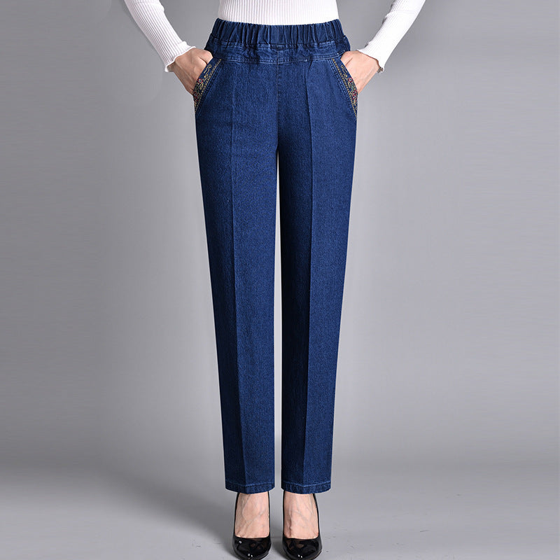 Damenjeans mit elastischem Bund und Seitentaschen
