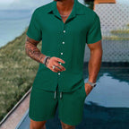 Herren Freizeit Set – Kurzarm Hemd & Shorts, Locker und Bequem für Strand und Freizeit