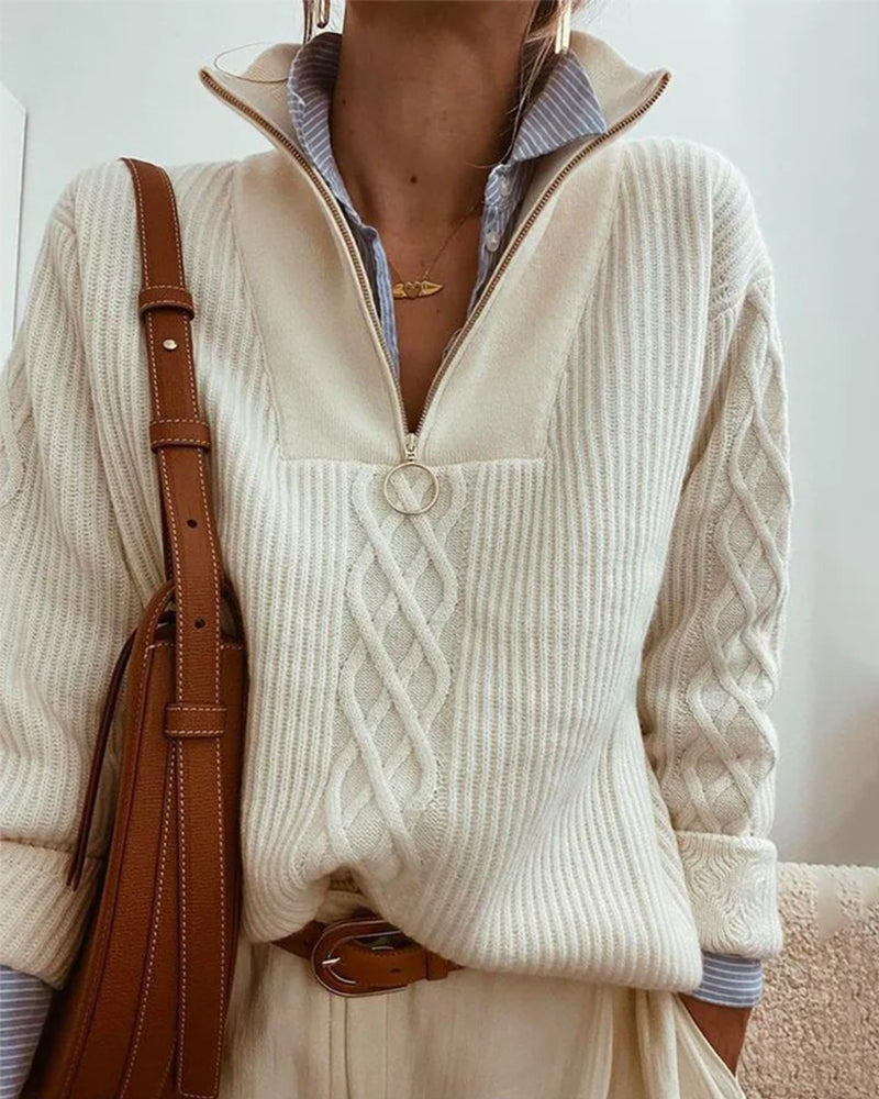 Eleganter kabelgebundener Half-Reißpullover für einen zeitlosen Look