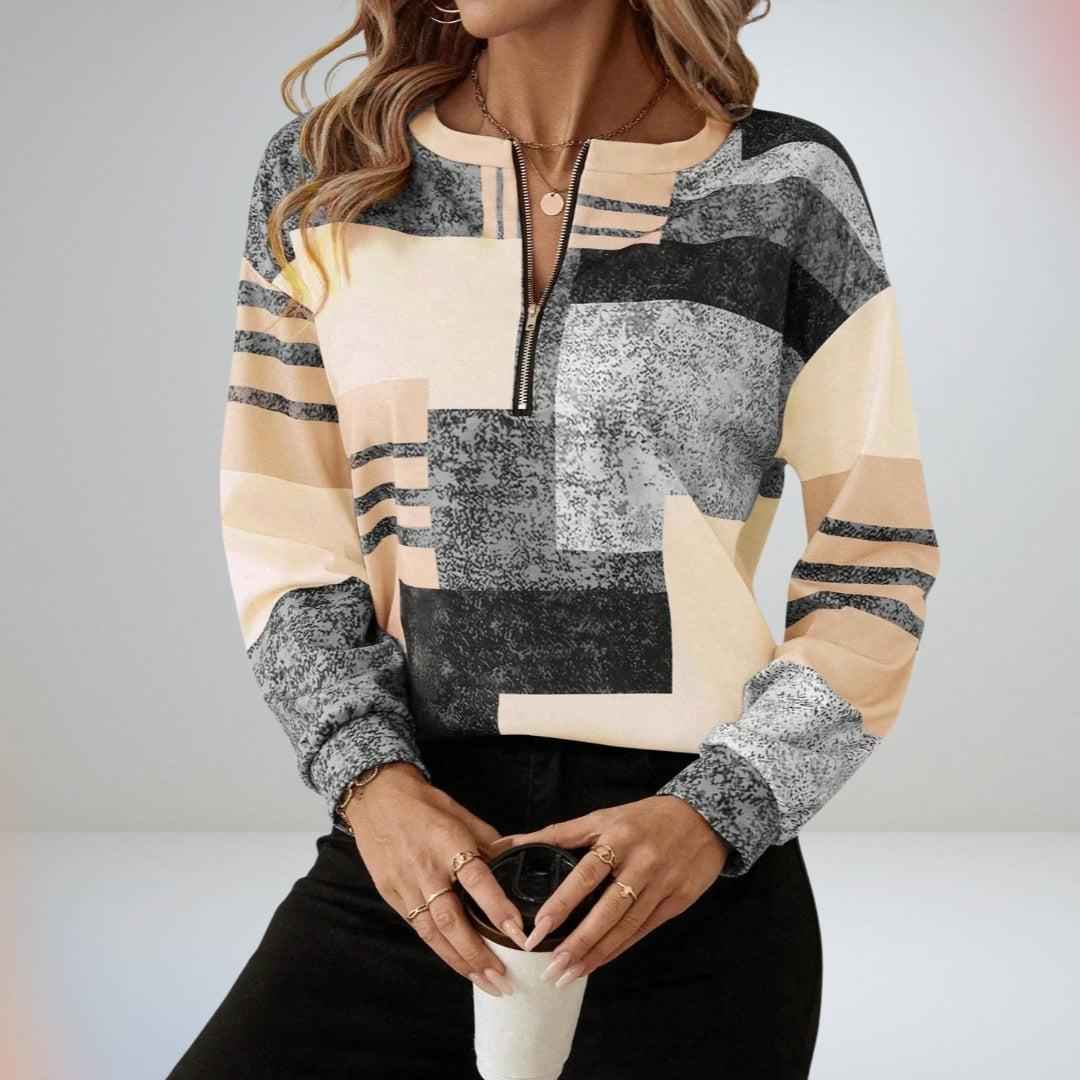Schicker Pullover mit halbem Reißverschluss für mühelosen Stil Damen